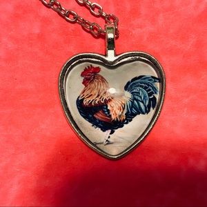 NEW Rooster Cabochon Pendant Necklace